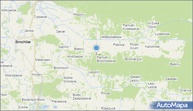 mapa Famułki Brochowskie, Famułki Brochowskie na mapie Targeo